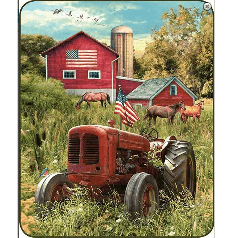 Patriotic Tractor Faux-Mink Blanket | DB5284-2