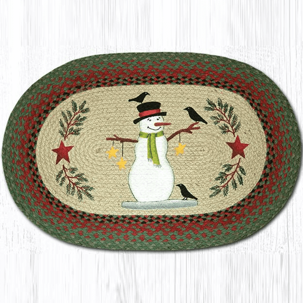 Snowman and Crows Oval Patch Braided Rug | Capitol Earth Rugs | OP-025SC