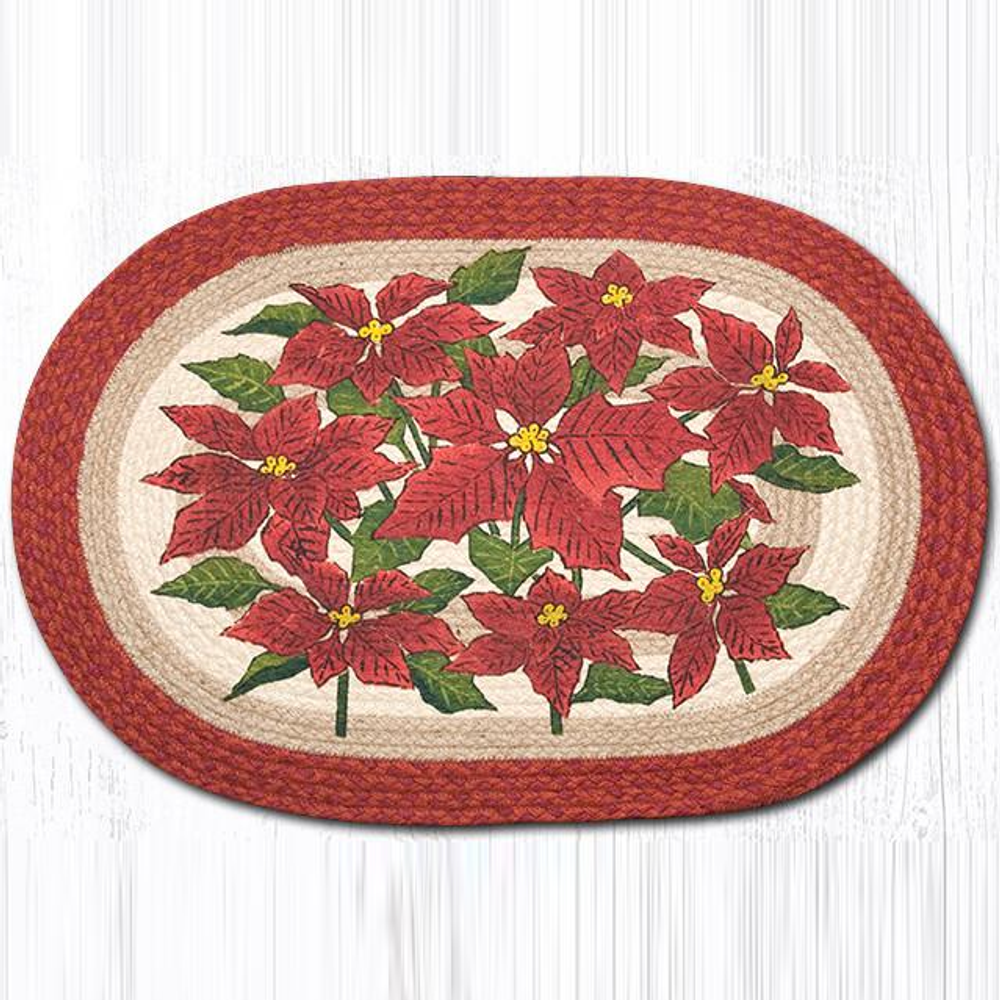 Poinsettia Oval Patch Braided Rug | Capitol Earth Rugs | OP-460P