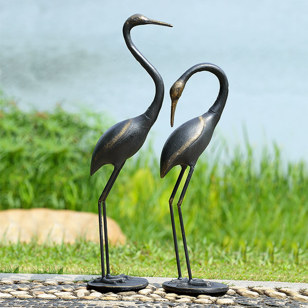 Crane Garden Sculpture Set of 2 | Watchful Waders | SPI Home | 51063 