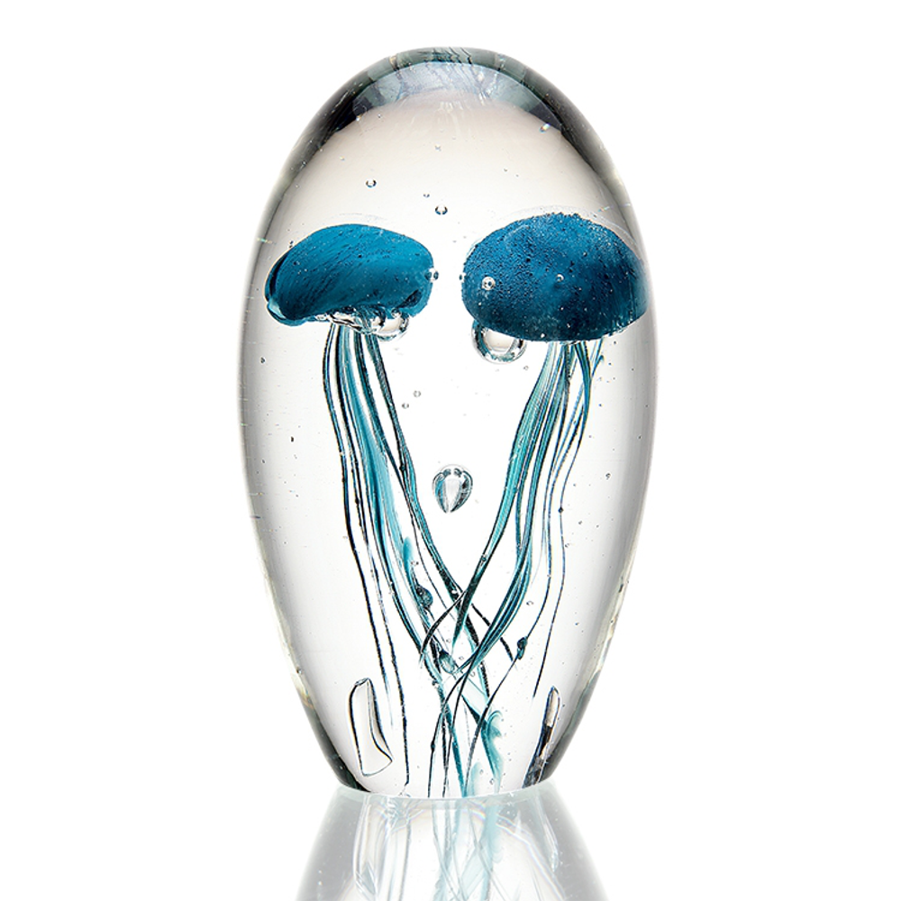 Sea Blue Jellyfish Duo Art Glass Sculpture | 58004 | SPI Home