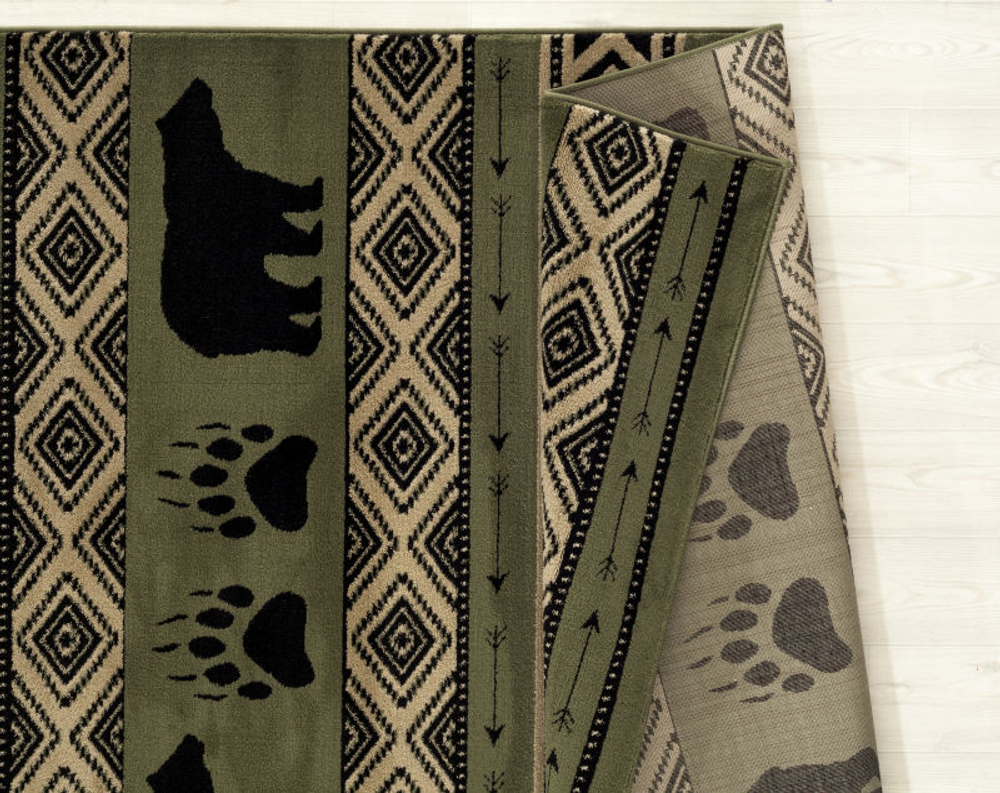 Bear Print Area Rug Green "Woodside" | United Weavers | 712-30845