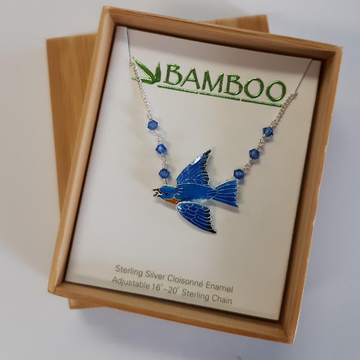 アクセサリー bluebird Bluebird Small Necklace | Bluebird Cloisonne Pendant | Bamboo Jewelry