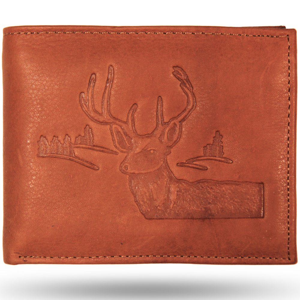 Deer Head Scene Leather Bifold Wallet