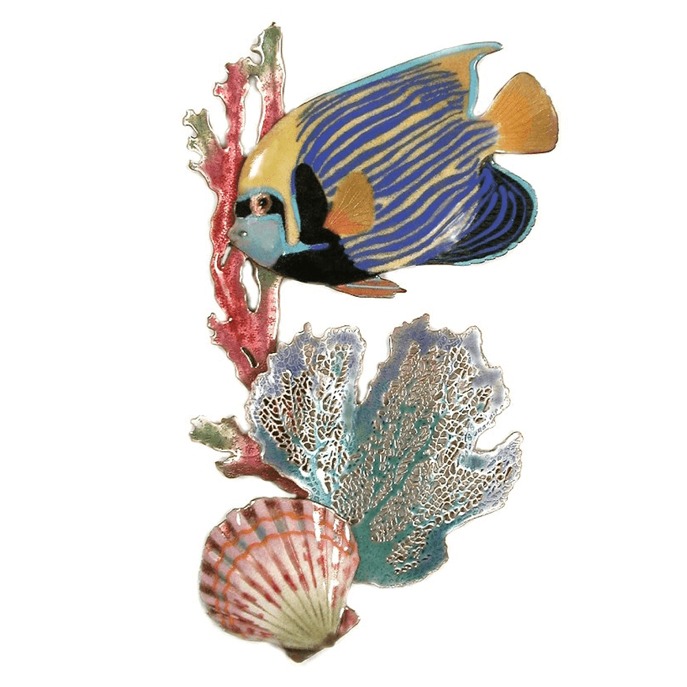 Bovano Emperor Angelfish, Surgeonfish, Branching Coral, Scallop Wall Art | W1612