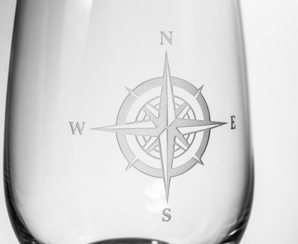 Compass Rose Stemless Wine Glass Set of 4 | Rolf Glass | 223339