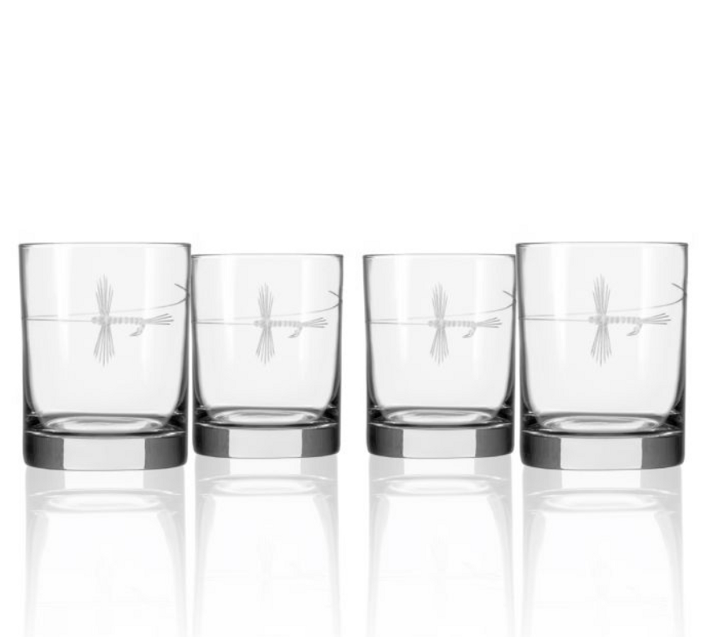Fly Fishing Double Old Fashioned Glass Set of 4 | Rolf Glass | 410005