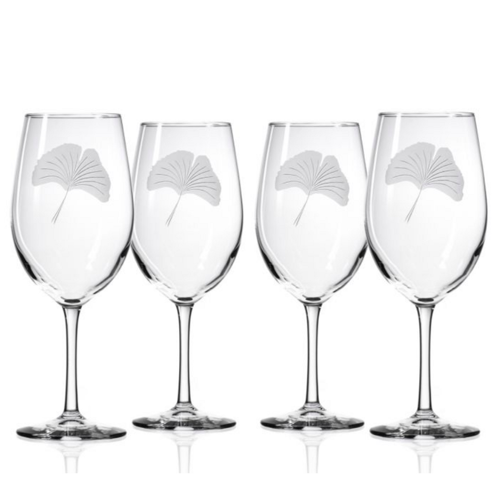 Ginkgo Engraved 18 oz Wine Glass Set of 4 | Rolf Glass | 703268