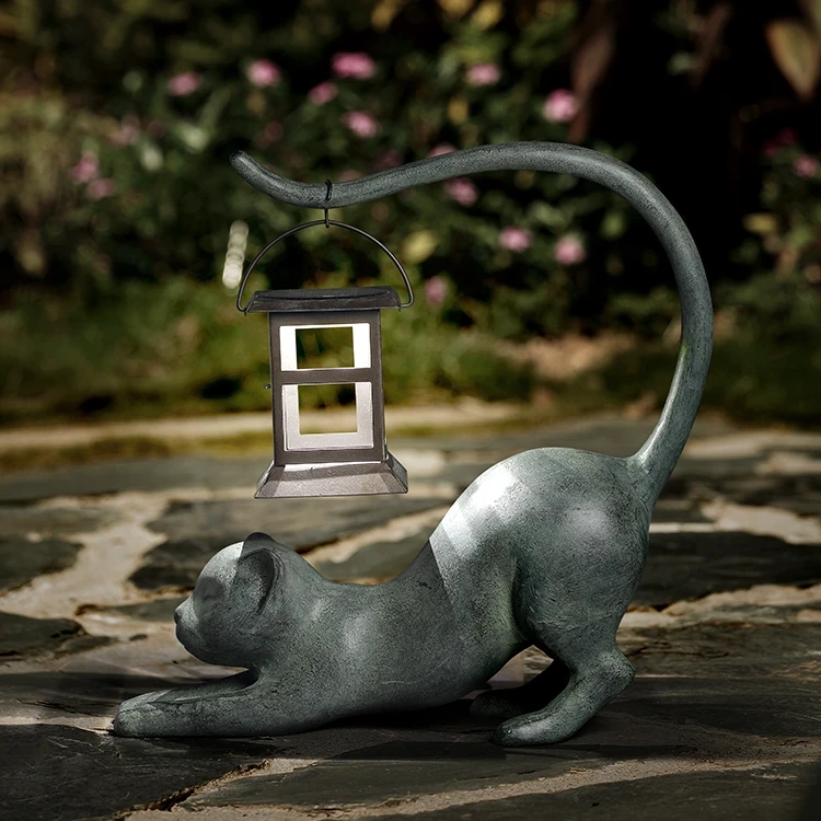Stretching Cat LED Garden Lantern | 53054 | SPI Home