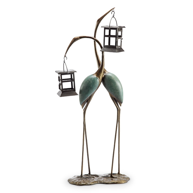 Stylized Crane Pair LED Garden Lantern | SPI | 34882