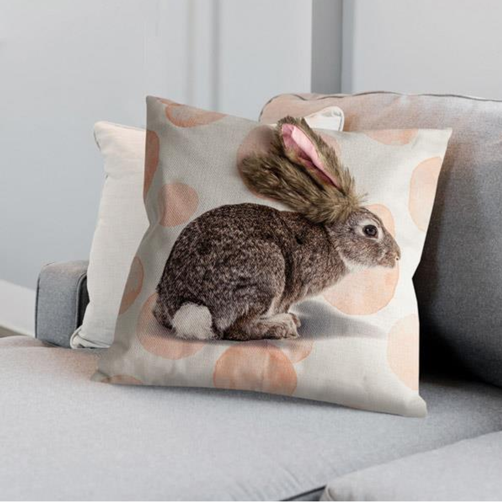 Faux Fur Bunny Pillow "Bunny Trail Francis & Florence" | IPFSBF