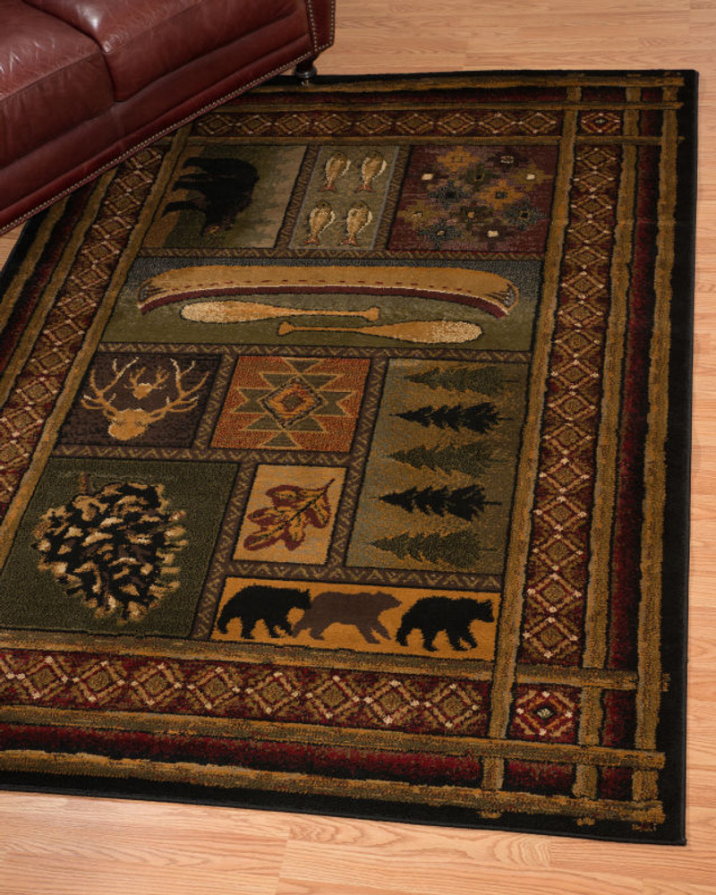 Bear, Fish, & Pinecone Lodge Canvas Multi Area Rug | United Weavers | 750-01443