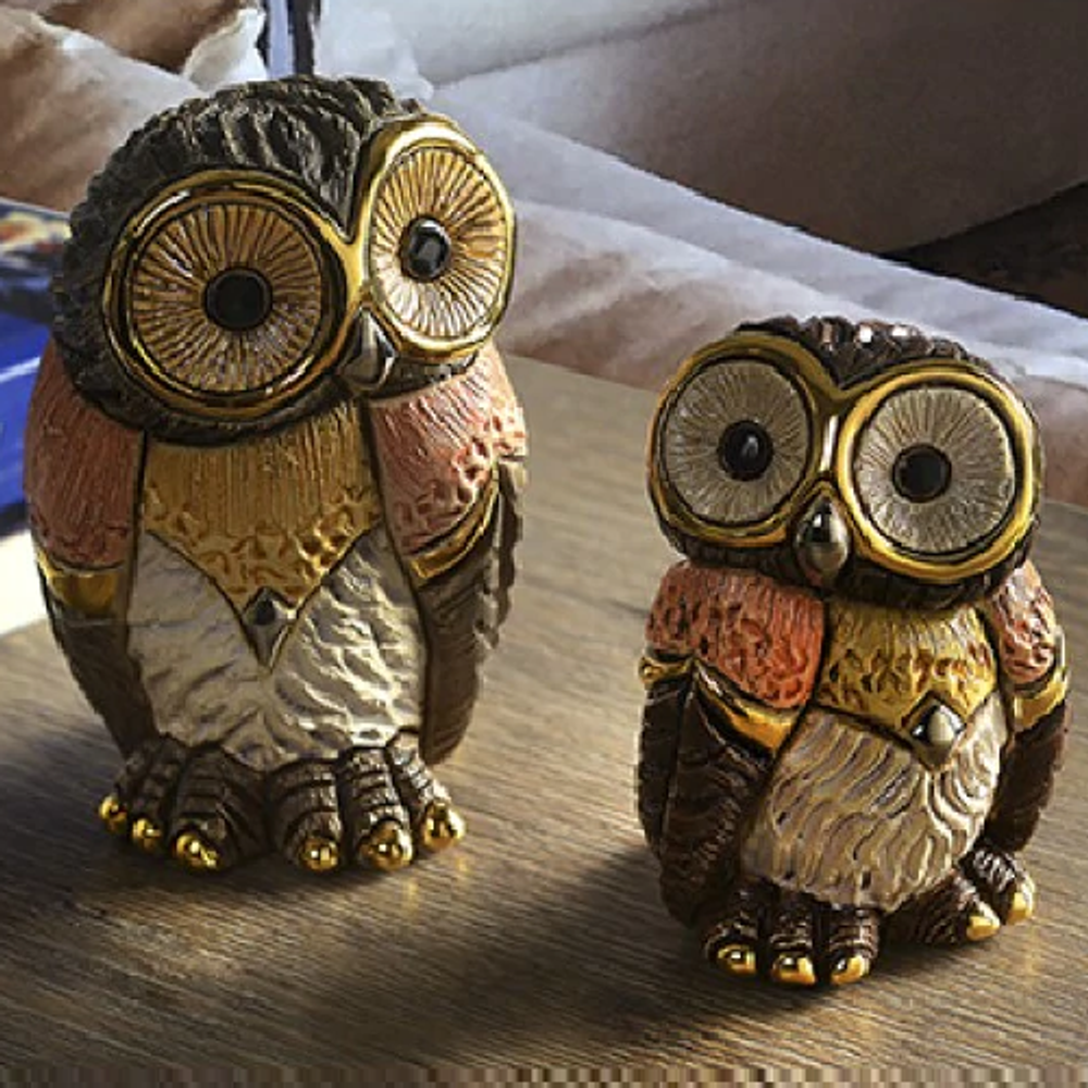 Eastern Owl Family Ceramic Figurine Set of 2  | De Rosa | F183-F383