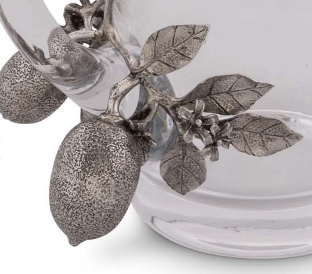 Lemon Bouquet Glass and Pewter Pitcher | Vagabond House | G457L