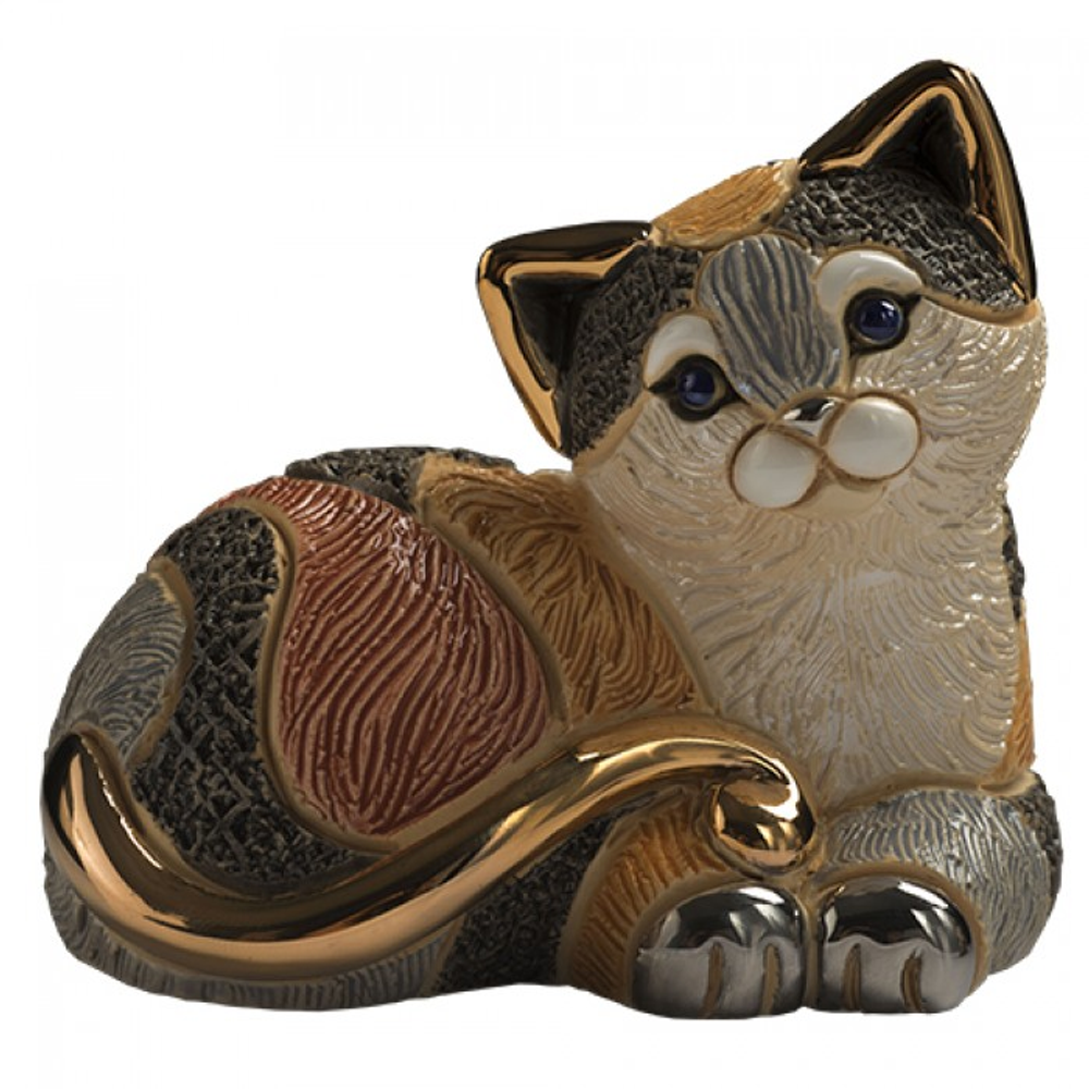 Calico Cat Family Ceramic Figurine Set of 2 | De Rosa | F183-F383 -2