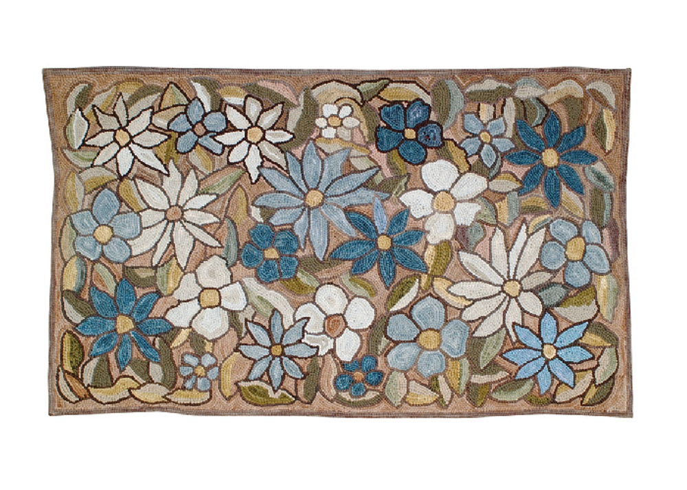 Big Beautiful Flowers Cotton Hooked Rug "Camp Wildflower" | Michaelian Home | MICH714