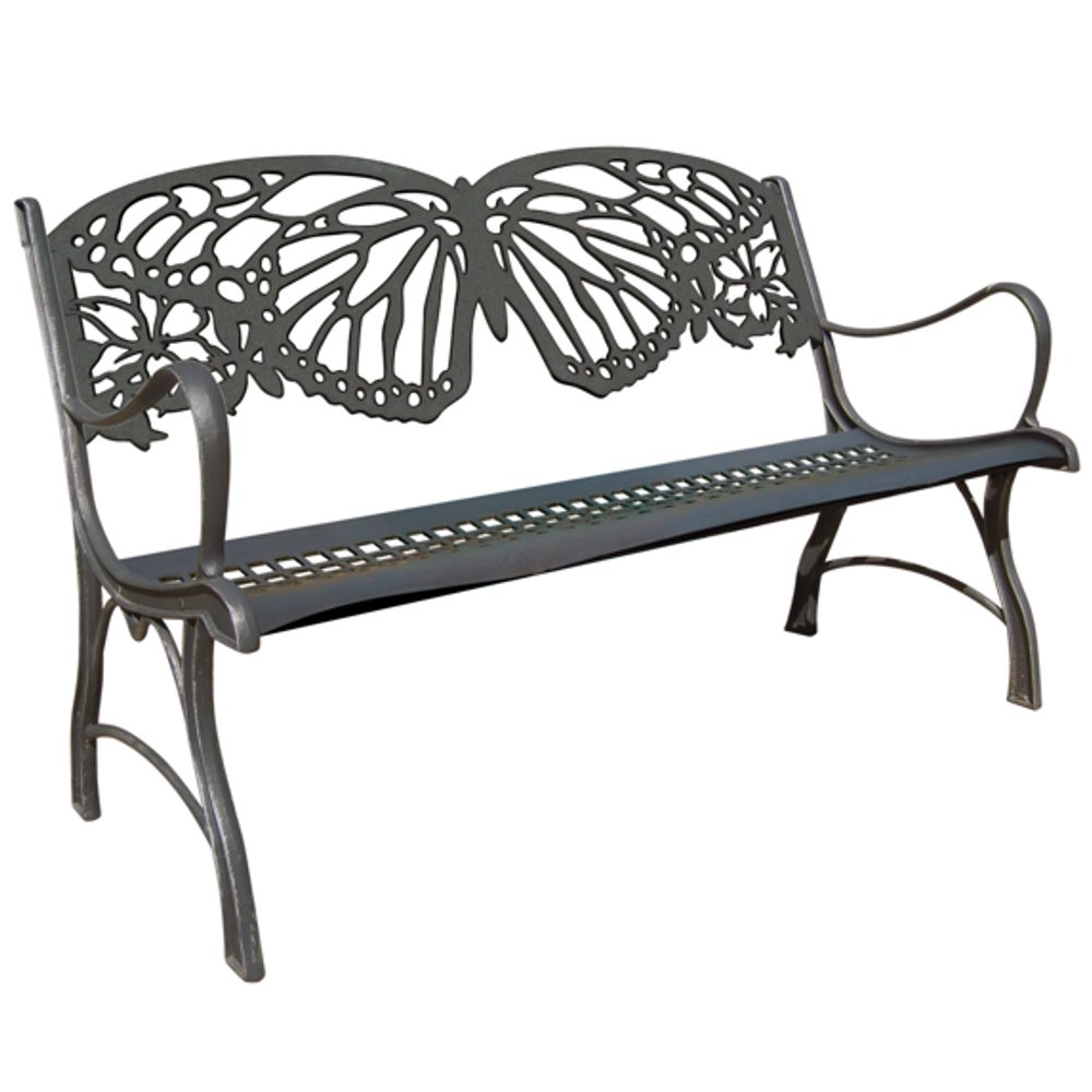 Butterfly Cast Iron Garden Bench | Painted Sky | PB-BFY-100BR