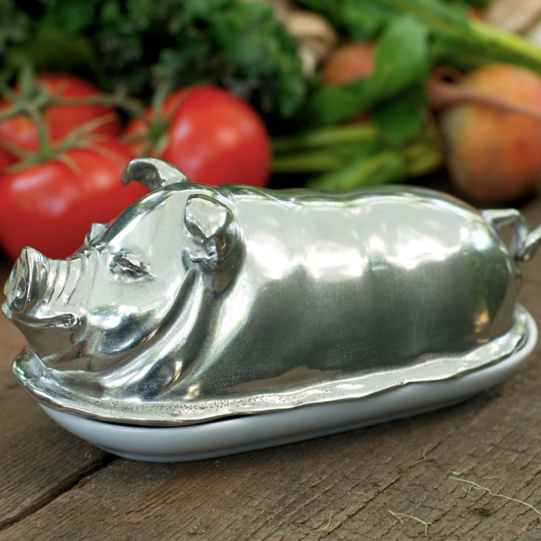 Pig Butter Dish Pewter Vagabond House