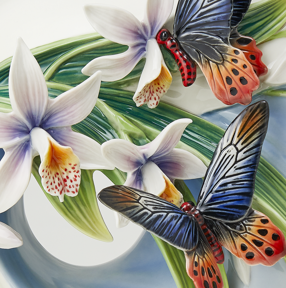 Swallowtail Butterfly and Orchid Porcelain Vase | FZ03726 | Franz Collection