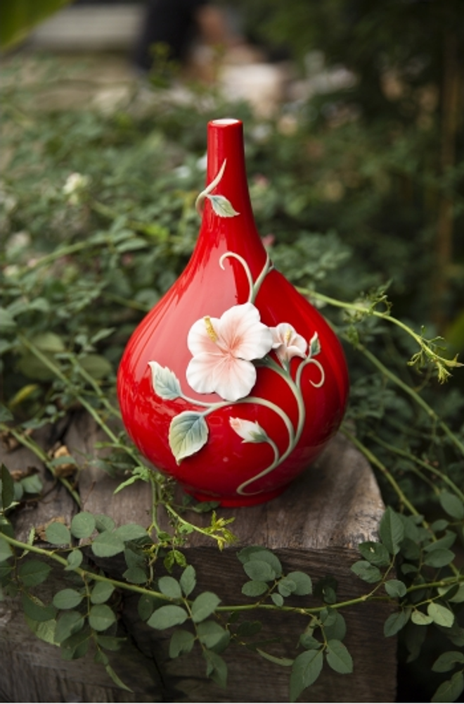 Island Beauty Hibiscus Porcelain Vase | FZ03730 | Franz Collection