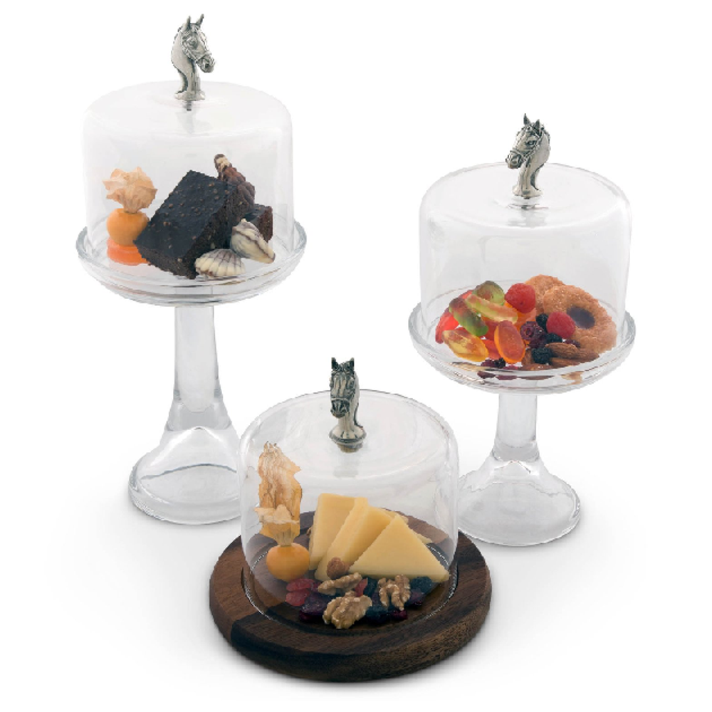 Horse Head Dessert Stand with Glass Dome | Vagabond House | VHCH445THH -3