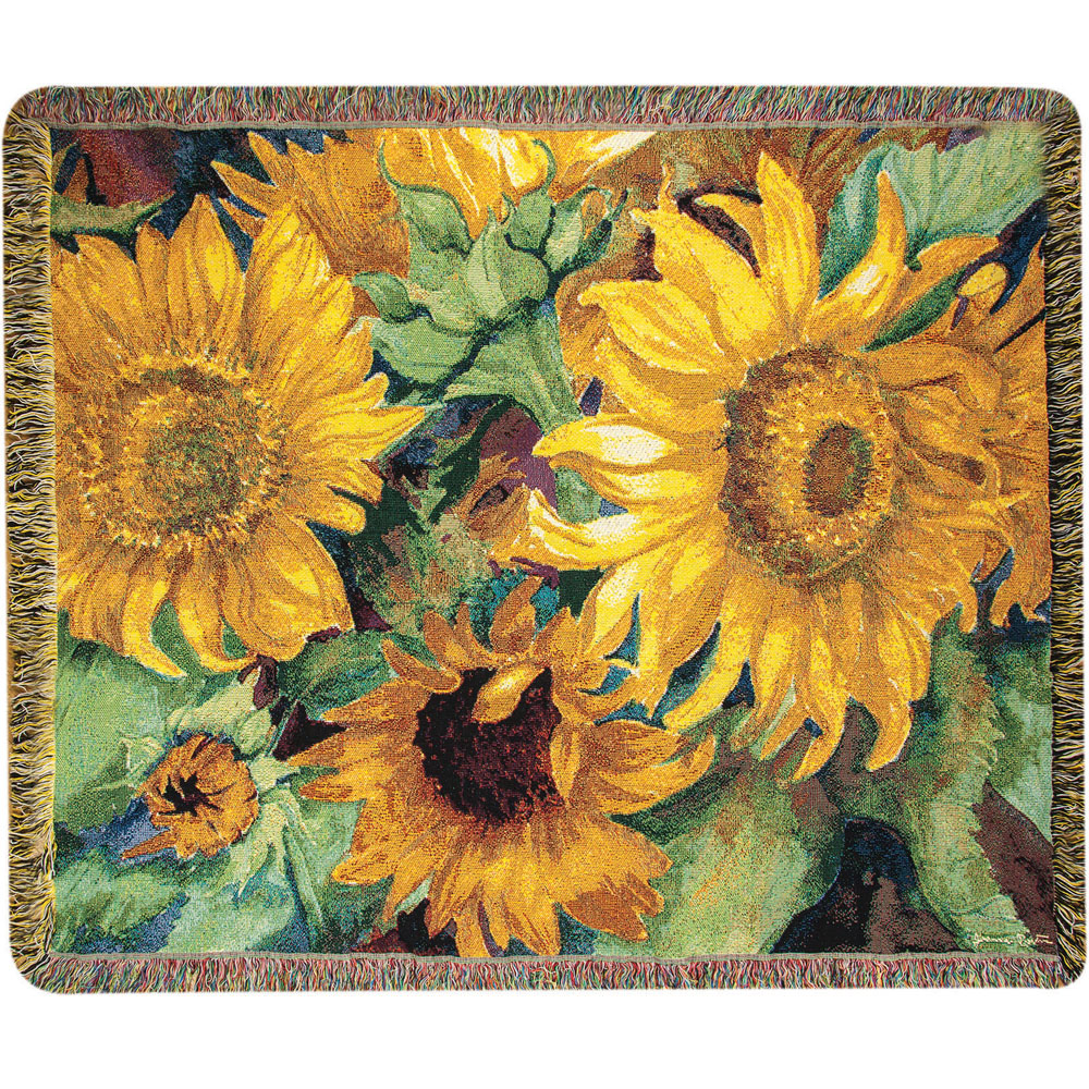 Sunflower Tapestry Throw Blanket "Sunny Faces" | ATSUFA