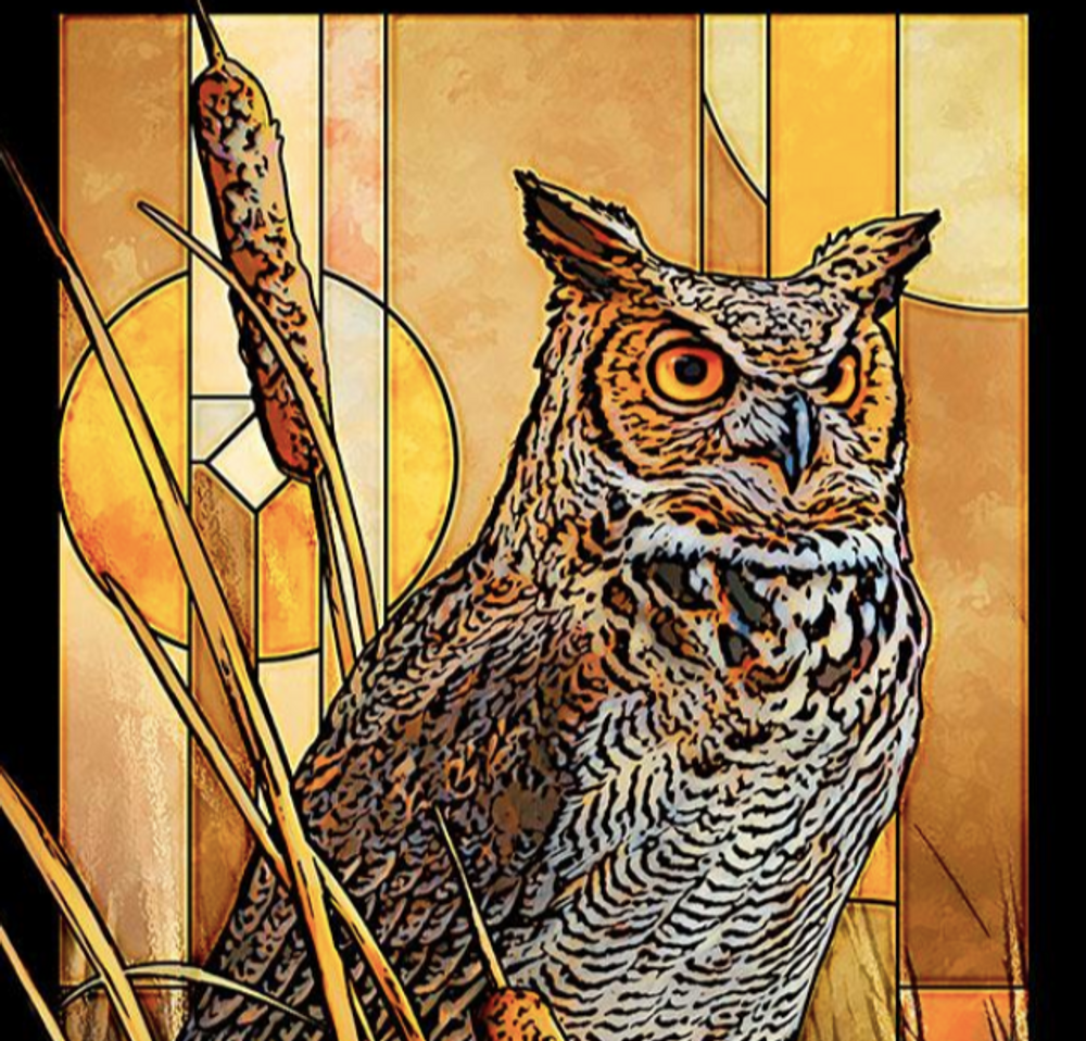 Great Horned Owl  Stained  Glass  Art Wild Wings