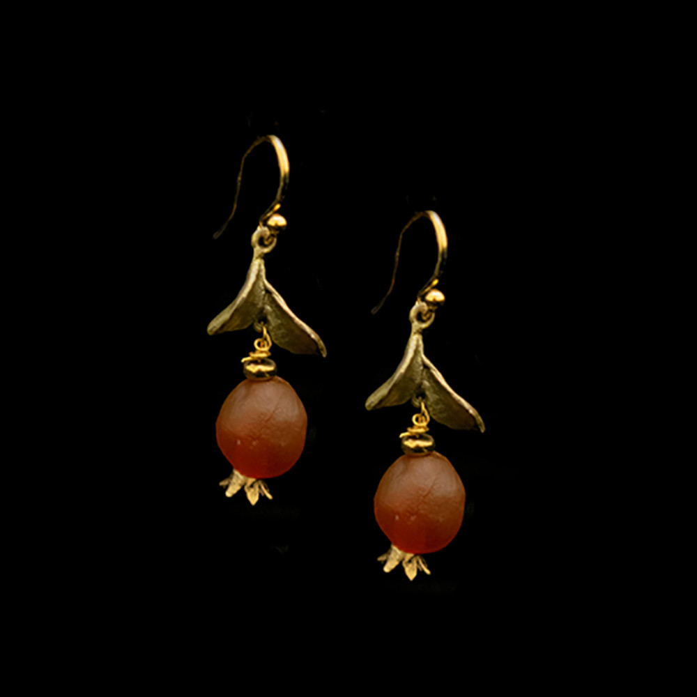 Pomegranate Drop Wire Earrings | Nature Jewelry | Michael Michaud | 3540BZ