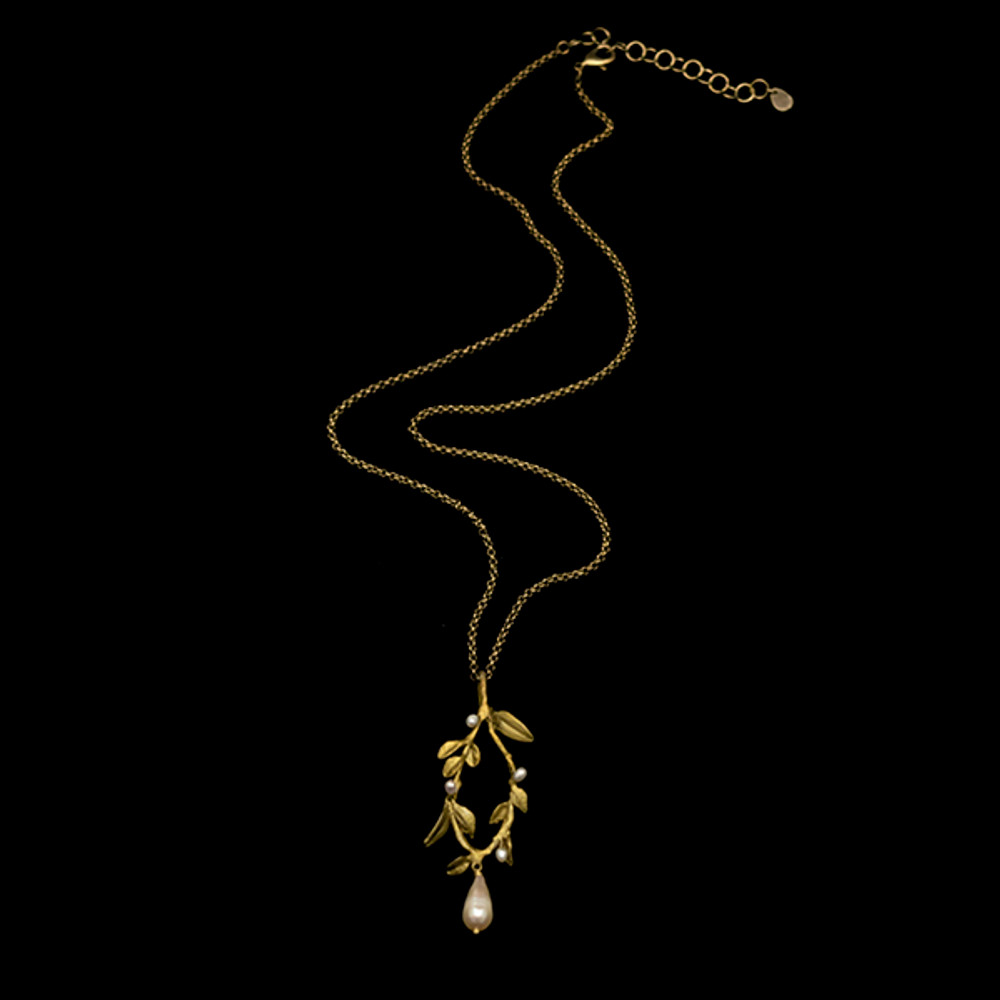 Victorian Vine Leaf Oval 20" Pendant Necklace | Nature Jewelry | Michael Michaud | 9303BZ