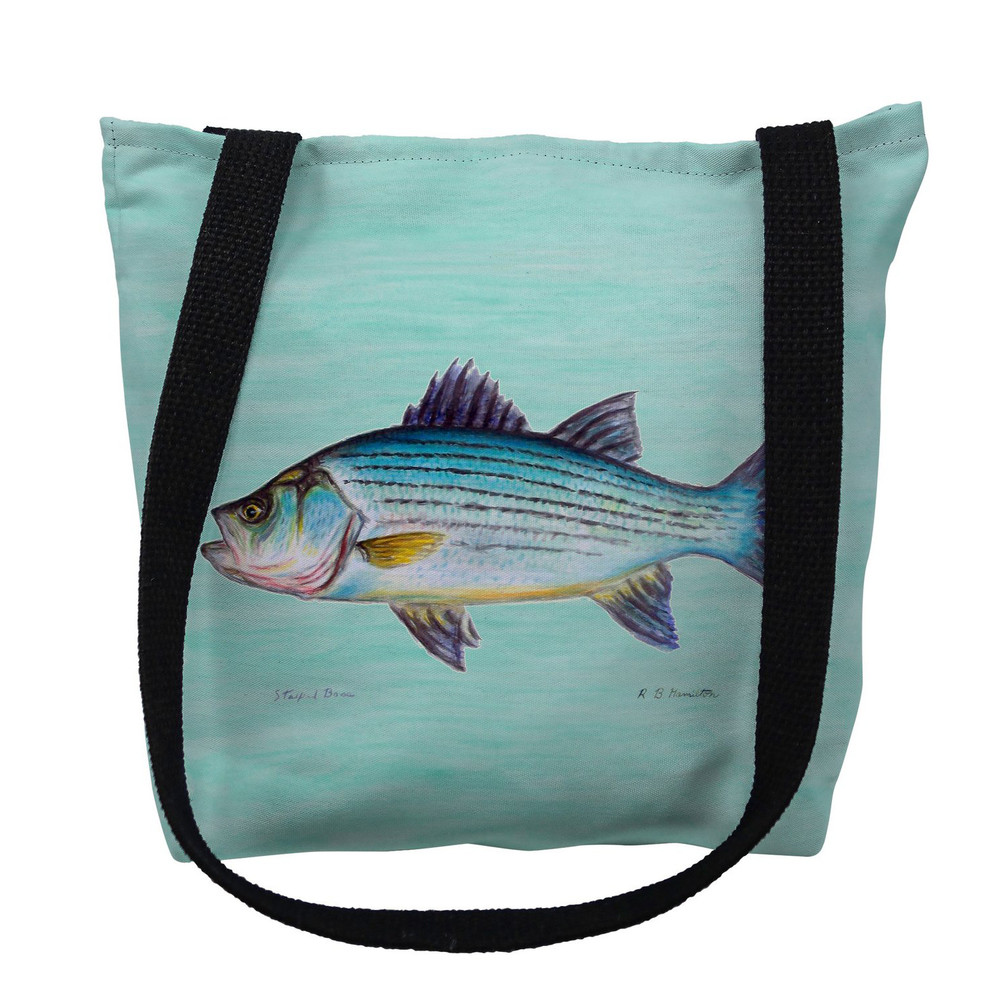 Striped Bass Aqua Tote Bag | Betsy Drake | TY002ACM