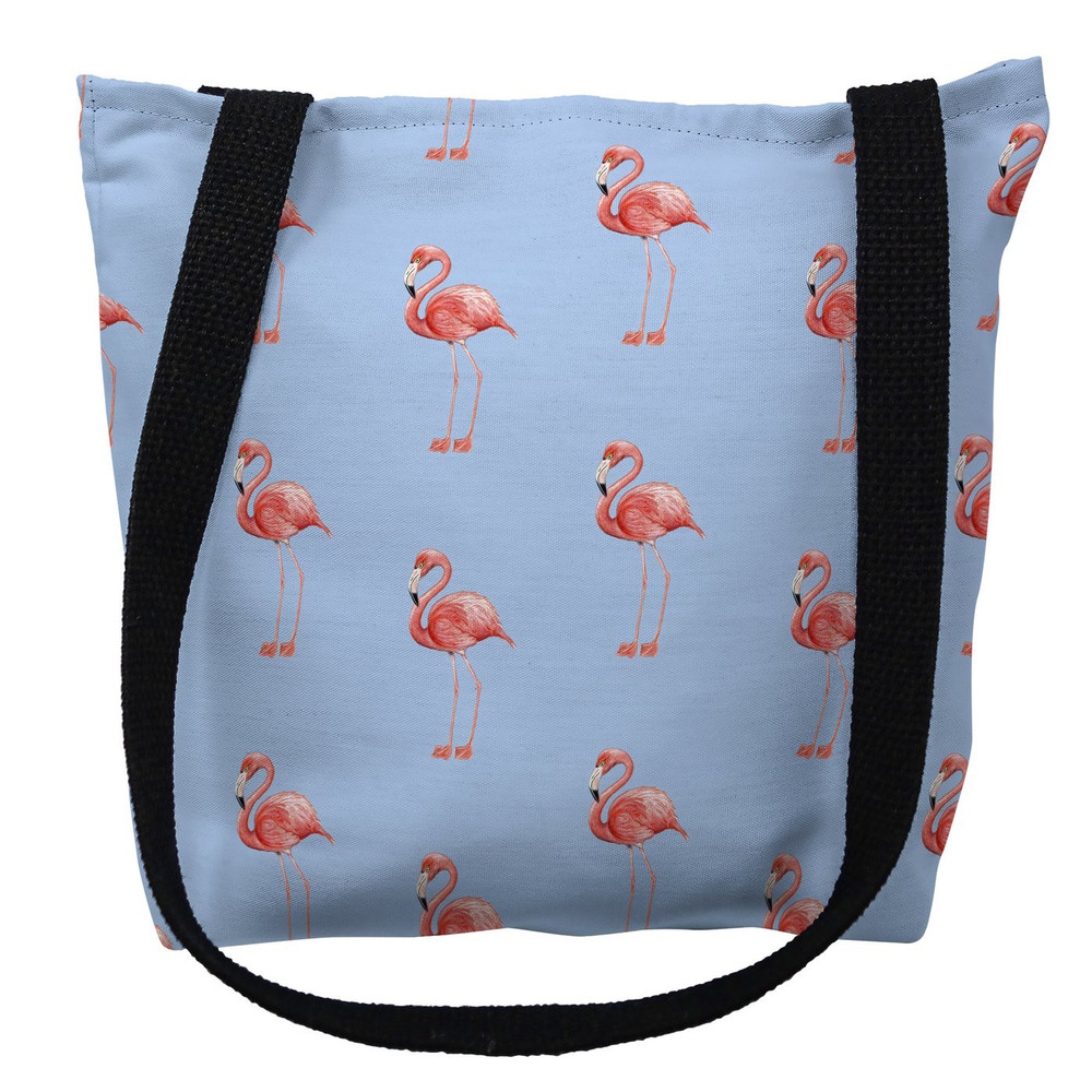 Flamingo Tiled Light Blue Tote Bag | Betsy Drake | TY084BM