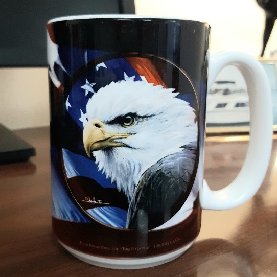 Eagle with Flag 15oz Ceramic Mug | Bald Eagle Mug | Eagle Coffee Mug