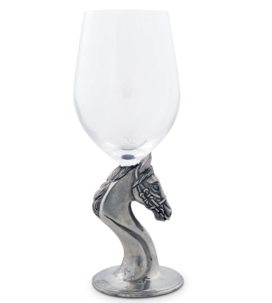 Horse Head Pewter Stem Wine Glass | Vagabond House | H444EQ