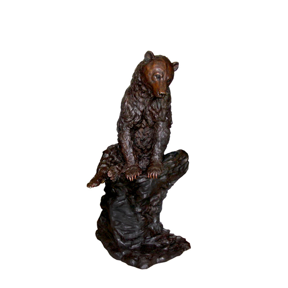 Bear Sitting on Rock Bronze Statue | Metropolitan Galleries | SRB706427