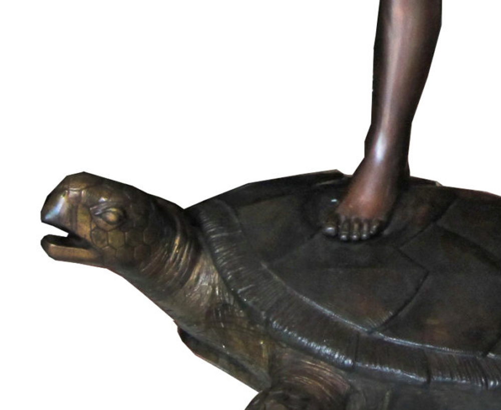 Girl with Shell on Sea Turtle Bronze Fountain Statue | Metropolitan Galleries | SRB706740