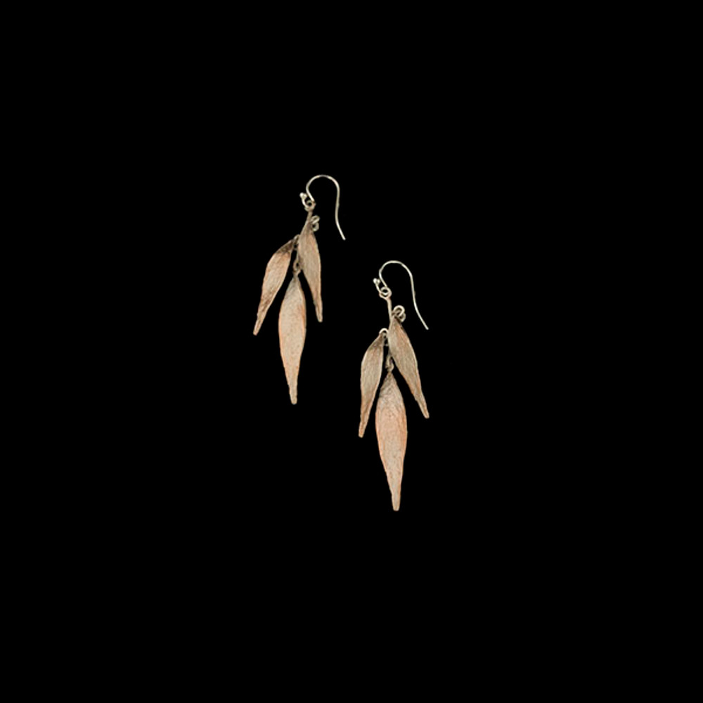 Weeping Willow Triple Leaf Sterling Silver Wire Earrings | Michael Michaud | 3076SC | Nature Jewelry 
