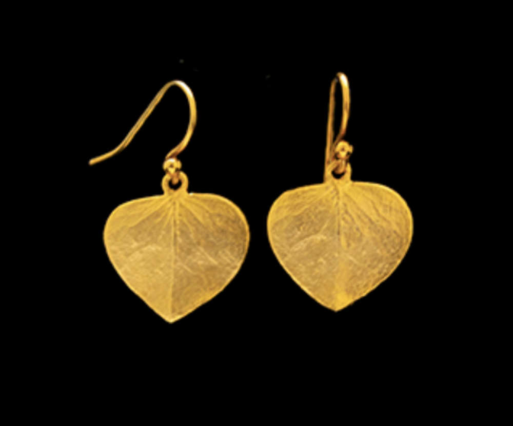 Eucalyptus Heart Leaf Gold Wire Earrings | Michael Michaud | 4070V | Nature Jewelry 