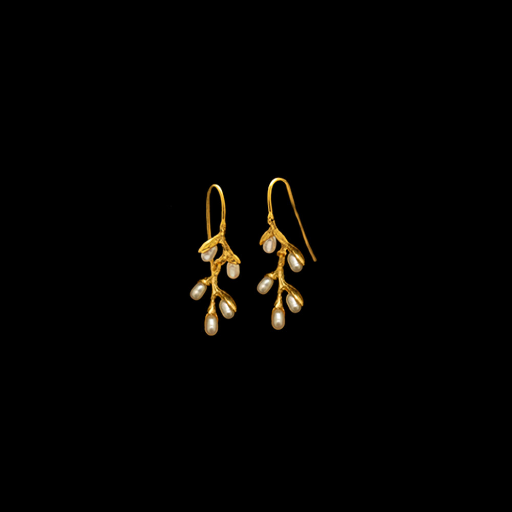 Pussy Willow Gold Drop Wire Earrings | Michael Michaud | 4172V | Nature Jewelry 