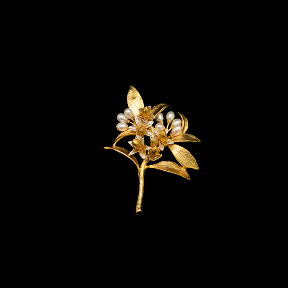 Orange Blossom Pearl and Gold Pin | Michael Michaud | 5776V | Nature Jewelry 