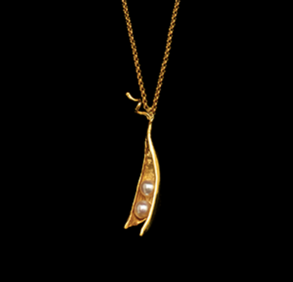 Pea Pod 2 Pearl 16" Adjustable Gold Pendant Necklace | Michael Michaud | 7840V | Nature Jewelry