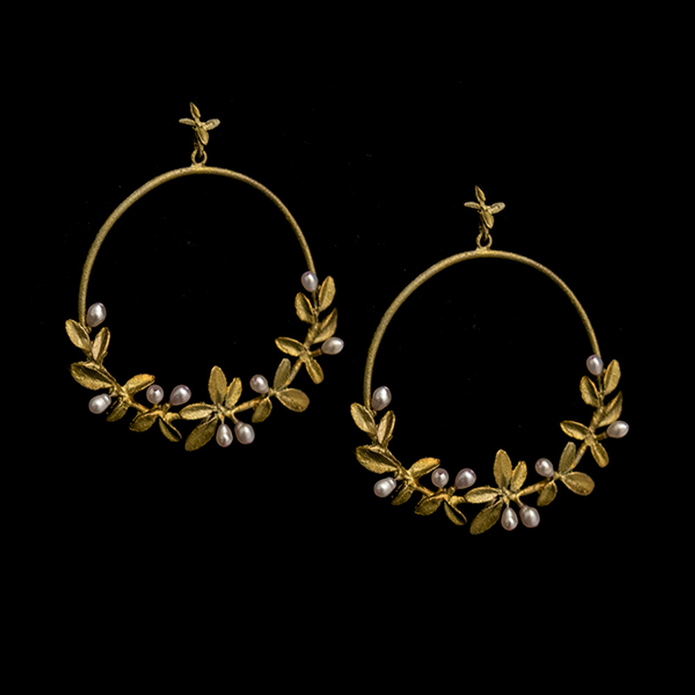 Flowering Thyme Hoop Post Earrings | Michael Michaud | 3576BZ | Nature Jewelry