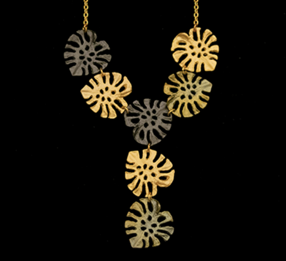 Monstera Leaf 18" Mini Statement Pendant Necklace | Michael Michaud | 9332BZ | Nature Jewelry 