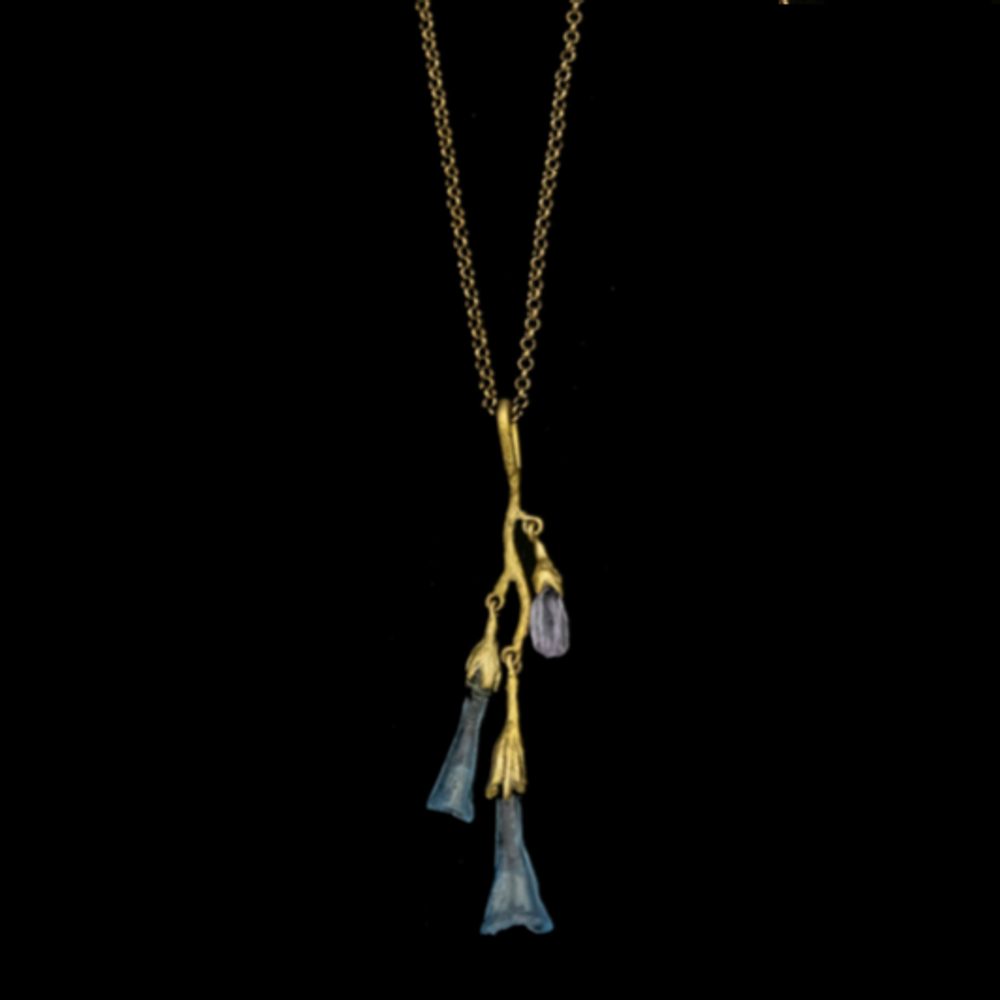 Virginia Bluebells 24" Adjustable Branch Pendant Necklace | 9334BZ | Michael Michaud | Nature Jewelry