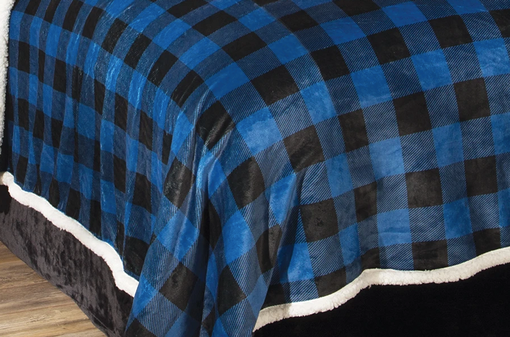 Lumberjack Plaid Wrangler Blue King Bedding Set | Carstens | JW202