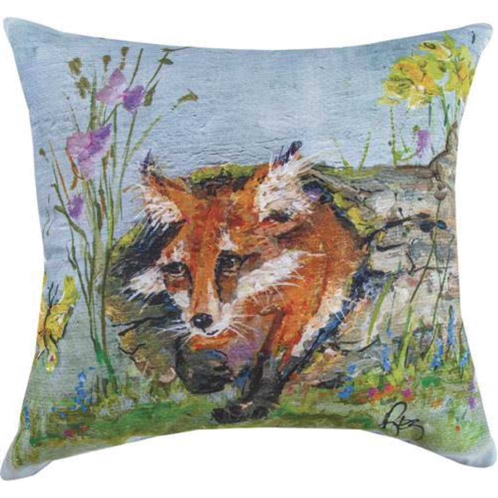 Fox Indoor Outdoor Throw Pillow "Spring Fox" | MWWSLSPF