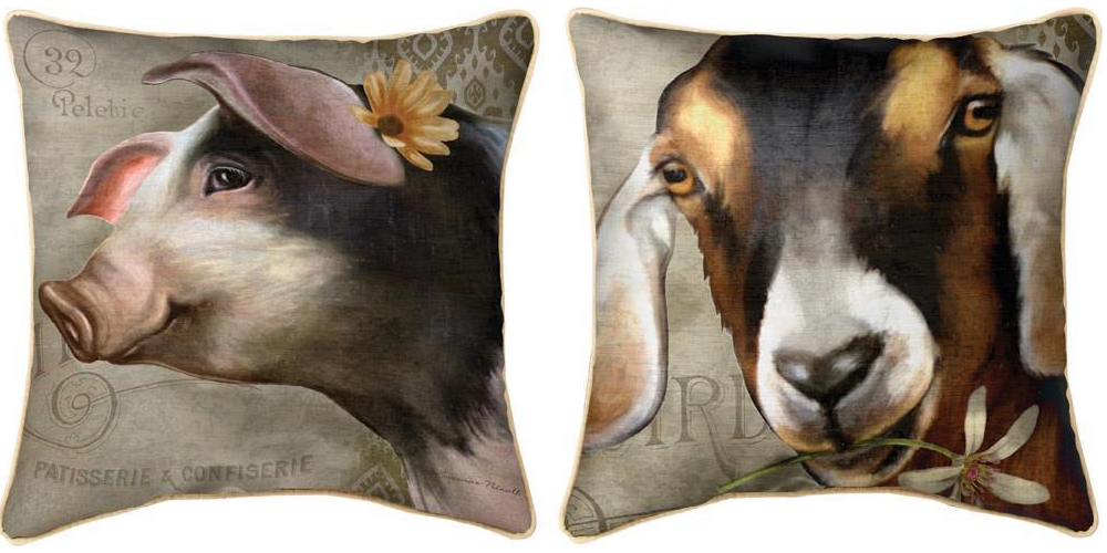 Barnyard Animals Pig/Goat Throw Pillow | SLBBAG