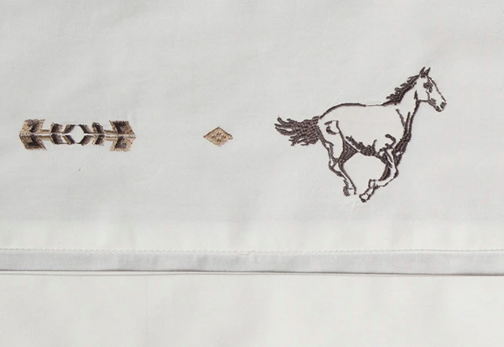 Embroidered Horse Cotton Full Sheet Set | Carstens | JS204-F