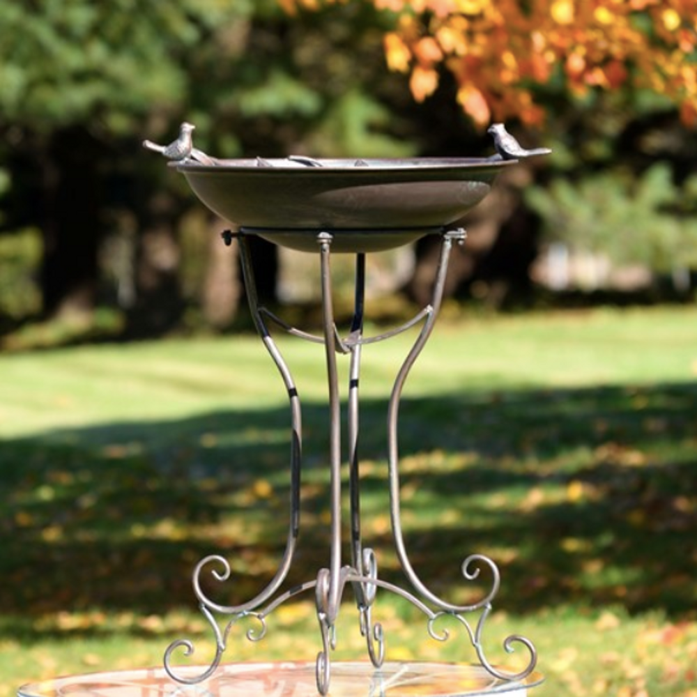 Two Birds Iron Birdbath with Bronze Finish | Zaer International | ZR180387-BZ