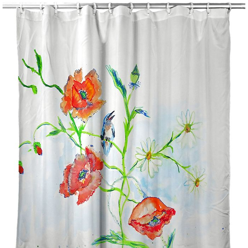 Flowers Shower Curtain "Poppies & Daisies" | BDSH1051