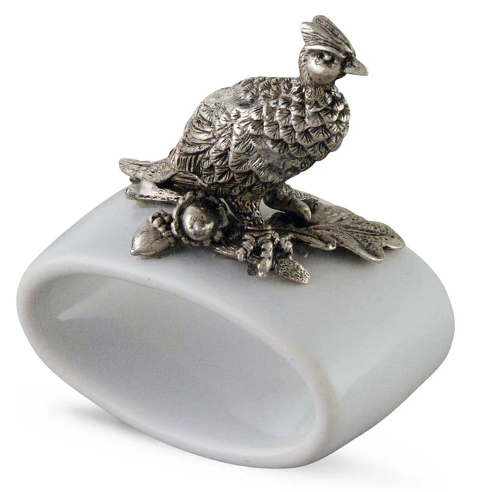 Pheasant Stoneware Napkin Ring Set | Vagabond House